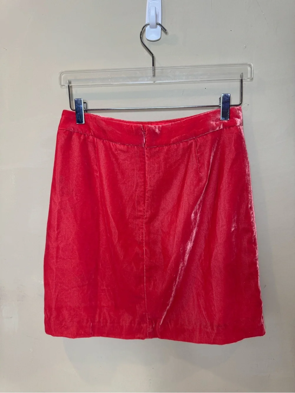 J.Crew Coral Red Velvet Mini Skirt Size 2